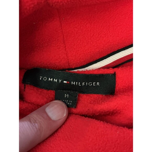 Tommy Hilfiger Sweater Womens Medium Red Fleece Cowl Neck Pullover Flag Logo - Picture 5 of 6